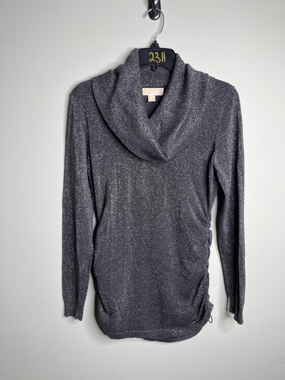 Michael Kors Gray Metallic Cowl Neck Sweater Medium